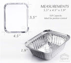 Spare Essentials 110 Pack - 1LB Small Foil Pans with Lids - Aluminum To Go Food Containers with Lids - 1lb Mini Aluminum Pans - Freezer Safe Foil Take out Trays - Heat proof Meal Prep Containers