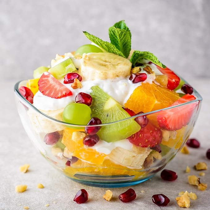 Volarium CRYSTALIA Small Glass Bowls for Kitchen Prep, Modern Round Serving Dishes for Dessert, Salad, Fruit, Pudding, Candy, Cereal, Ice Cream, Stackable Bowls Set of 6 (Medium 7 1/4 oz)