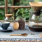 ComSaf Spice Jars with Spoon 8 oz 6Pack, Small Spice Containers Starter Set, Glass Seasoning Jars with Labels, Round Seasoning Containers for Salt, Pepper, Chili Powder, Sugar, Loose Tea Storage