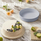 HONGBAKE 9 Inch Round Cake Pan Set of 2, Nonstick Ceramic Coating Cake Molds with Diamond Texture, Aluminized Steel Cake Pans Sets for Baking & Cheesecake, Heavy Duty & Non-Toxic (Gray, 2PCS)