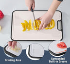 Titanium Cutting Boards for kitchen, Double Sided Metal Cutting Board, Non Toxic Chopping Board, Wheat Straw PP/Healthy Large Titanium Cutting Board for meat, Easy to Clean