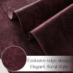Romanstile Vinyl Placemats Set of 4-12 X 18 Inch - Heat Resistant Non-Slip Embossed Floral Place Mats 100% Waterproof Oilproof Wipeable Faux Leather Table Mats for Kitchen/Dining/Party, Burgundy