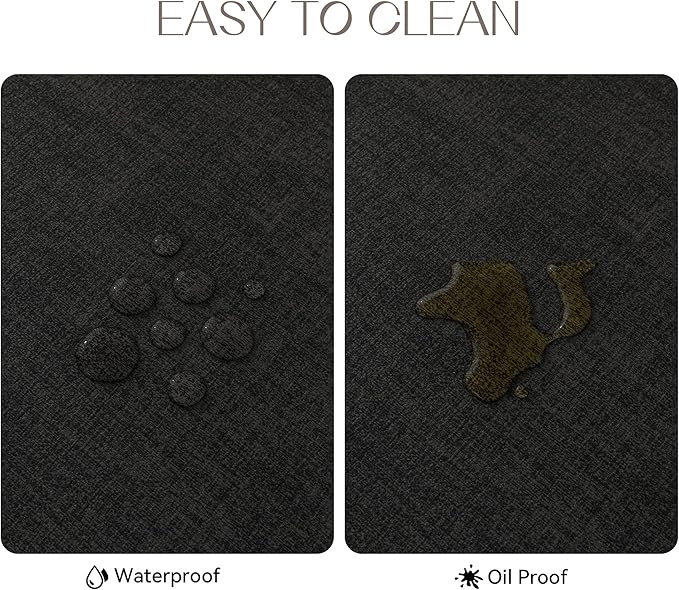 Romanstile Vinyl Placemats Set of 12-12 X 18 Inch - Heat Resistant Place Mats 100% Waterproof Oilproof Wipeable Reversible Faux Leather Table Mats for Kitchen/Dining/Party/Outdoor, Black