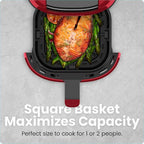 CHEFMAN 2 Qt Mini Air Fryer – Digital Space-Saving Compact Air Fryer with Nonstick and Dishwasher Safe Basket, Quick & Easy Meals in Minutes, Features Digital Timer and Shake Reminder – Red