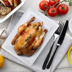 Embossed effectSet of 2 melamine rectangular serving trays/platters - White (2)