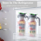 Glass Mason Jar Water Fruit Infuser Pitcher With Lid 64 Oz Wide Mouth Tea Infused Pitchers 2 Quart Sun Tea Jar For Outside Half Gallon Iced Coffee Tea Lemonade Juice Homemade Drinks Container- 2 Set