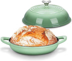 Bread Oven for Sourdough Baking (5.5 QT), Joyfair Enamaled Cast Iron Dutch Oven Pot with Lid, Sourdough Baking Pan, Heavy Duty Dual Handles, Non-Stick & Even Cooking, Oven-safe 500°F, Pistachio Green