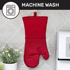 All-Clad Silicone Oven Mitts: Heat Resistant up to 500 Degrees - 100% Cotton & Silicone, 14"x7" Oven Mitt for Kitchen and Barbeque, 2-Pack, Chili