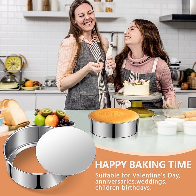 7 Inch Round Cake Pans, Removable Bottom & Easy Releasing, Leakproof & Nonstick Cake Pan, 304 Stainless Steel Cake Baking Cheesecake Pan, Non-Toxic & Healthy