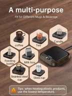 Mug Warmer - 40W Coffee Cup Warmer for Desk with Auto Shut Off, Smart Electric Candle Warmer with 4 Temp & Time Settings, Coffee Gifts for Beverage, Tea, Water, Milk in Home & Office (Wood)