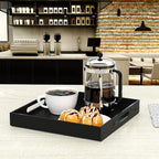 NIUBEE Acrylic Serving Tray 12x12 Inches -Spill Proof- Decorative Tray Organiser for Ottoman Coffee Table Countertop with Handles - Black