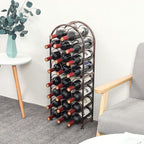 PAG 23 Bottles Arched Freestanding Floor Metal Wine Rack Wine Bottle Holders Stands, Antique Brown