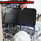 Vayepro 2-in-1 Stove Top Griddle & Grill Pan, 20 Inch Non-Stick Double Burner Griddle for Gas, Electric, and Camping Stoves, Perfect for Pancakes, BBQ, and Indoor/Outdoor Cooking