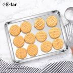 E-far Stainless Steel Baking Sheets, 12.4” x9.7” x 1” Baking Cookie Sheets Pans for Oven, Non-toxic Metal Trays for Cake Cookies, Healthy & Rust Free, Mirror Finish & Dishwasher Safe, 2 Pack