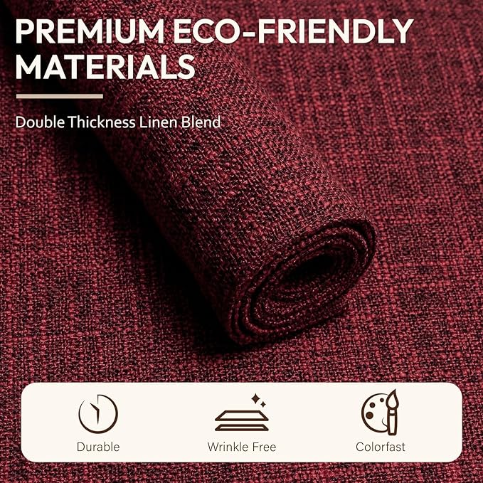 Blue Forest Placemats Set of 6, Dual-Layered Thickened Faux Linen Cloth Place Mats Heat Resistant Machine Washable Wrinkle Free Table Mats Indoor/Outdoor (Red)