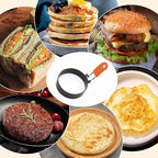 3.5" Nonstick Stainless Steel Egg Rings Set of 4 with Oil Brush, Round Crumpet Ring Mold for Muffins Pancake Cooking Griddle, Portable Grill Accessories for Indoor Camping Breakfast Sandwich Burger