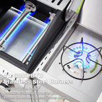 MELLCOM Stainless Steel 4 Burner BBQ Propane Gas Grill with Cast Iron Grates & Side Stove, Stainless Steel 44000 BTU Burner Barbecue Grill for Patio,Camping, Outdoor Cooking