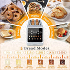 Long Slot Toaster 4 Slice, Touch Screen LED Display, 1.5” Extra Wide Slots for Thick Bread & Bagels, Countdown Timer, Memory Function, Dual Independent Control, 6 Shade Settings, Stainless Steel