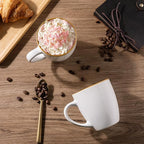 GBHOME Ceramic Coffee Mugs Set of 6, 12oz Stoneware Coffee Mugs Set For Dad Mom Women MEN, Light Weight Ceramic Coffee Cups for Latte/Tea/Beer/Hot Cocoa, Dishwasher & Microwave Safe-Pearl White