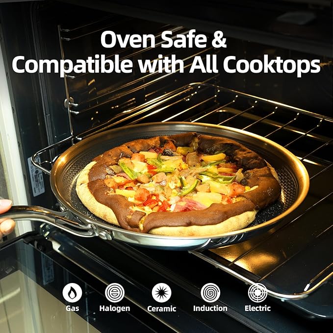 DELUXE Hybrid Ceramic Nonstick Griddle Pan,12-Inch,Stay-Cool Handle,Dishwasher&Oven Safe,Induction-Ready,PFOA Free Compatible with All Cooktops