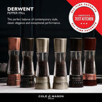 Cole & Mason H332293 Derwent Black Wood Salt and Pepper Mills, Gourmet Precision+, Adjustable Grind, Stained Beech/Acrylic, 190 mm, Gift Set, Includes 1 Salt and 1 Pepper Grinders