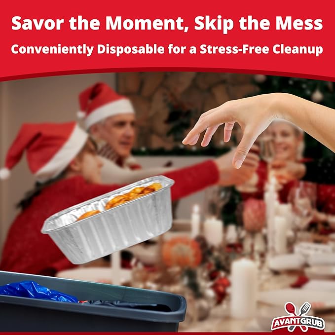 Chef-Grade Thick 6x3.75in Tin Loaf Pans w/Lids 50 Pk. Best Disposable Bakeable 1Lb Aluminum Foil Pan for Baking Bread Small Meatloaf or Lemon Bundt Cake for Holiday Gifts Bake Sales or Fundraisers.