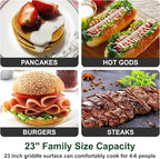 23 Inch Portable Propane Gas Griddle with Non-stick Ceramic Coated Baking Pan and Lid, Outdoor Tabletop 2 Burners Propane Grill for Camping, Barbecue, Tailgating, Cooking