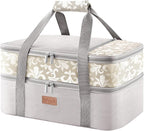 Lifewit Double Decker Casserole Carrier for Hot or Cold Food, Insulated Casserole Baking Dish Bag Food Carrier, Lasagna Holder for Potluck/Parties/Picnic/Cookouts, Fits 9"x13" Baking Dish, Grey