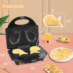 Taiyaki Fish Waffle Maker Machine with Non Stick Cooking Plate, Electric Japanese Fish Shaped Waffle Iron Pan, Korean Bungeoppang Pan, Recipe Included