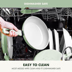 GreenPan Dover 8” & 10” 2 Piece Frying Pan Skillet Set, Non-Toxic PFAS-Free Ceramic Nonstick Coating, Sear Saute Fry Egg Omlete, Dishwasher & Oven Safe, Stay Cool Handle, Easy Pour Rims, Pastel Green