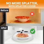 Magnetic Splatter Cover, 12-Inch Clear BPA-Free Food Lid, Vented Plate Guard with Steam Vents, Anti-Splash Microwave Lid, Dishwasher Safe, Space-Saving Magnetic Storage - Onyx Black