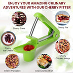 SCHVUBENR Cherry Pitter Tool - Stainless Steel Cherry Corer Pitter with Ergonomic Push Design - Easy to Use for Making Cherry Jam - Pit Cherry with Ease, Saving Time & Space with Lock Design(Green)