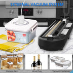 Kingbull Vacuum Sealer Machine, Dry & Moist Food Sealer with Built-in Cutter, Sous Vide & Food Storage, 10 Vacuum Seal Bags & 1 Air Suction Hose, Black