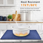 Navy Blue Cloth Placemats Set of 6 - Easy to Clean Fabric Table Placemats - Machine Washable Placemats- Heat Resistant Non-Slip Table Mats (Navy Blue, 6),