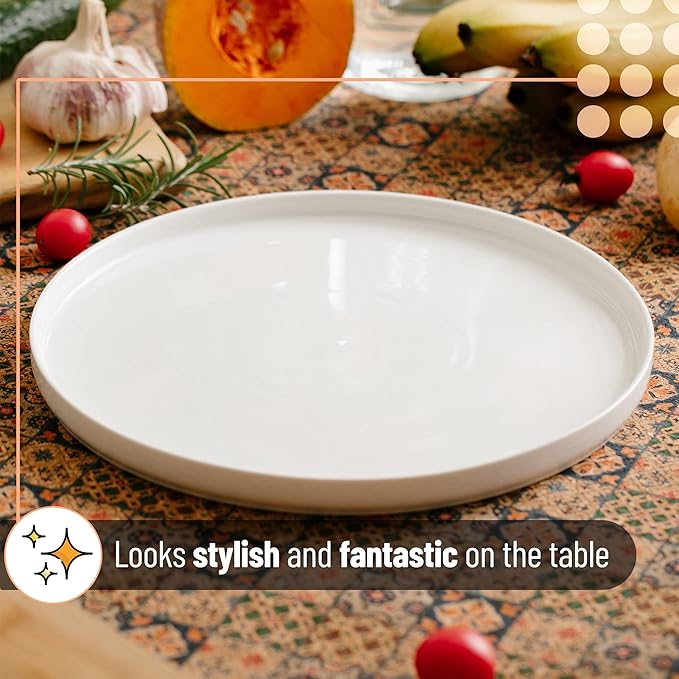 Brew To A Tea - White Porcelain Dessert Plates, Set of 6, 8.2 inch, Small Plates for Appetizers, Lightweight, Durable, Dishwasher Safe