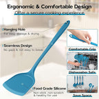 Onader Silicone Cooking Kitchen Utensils Set of 6, Navy Blue Kitchen Utensils Gadgets Set for Nonstick Cookware, Non Toxic & Dishwasher Safe