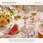 MACKENZIE-CHILDS Enamel Relish Dish, Small Serving Bowl for Entertaining, Pink-and-White Rosy Check