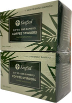 1000 Count | KingSeal Individually Paper Wrapped Bamboo Coffee Stir Sticks, 5.5 inches, Square End, 100% Renewable and Biodegradable - 2 Boxes x 500