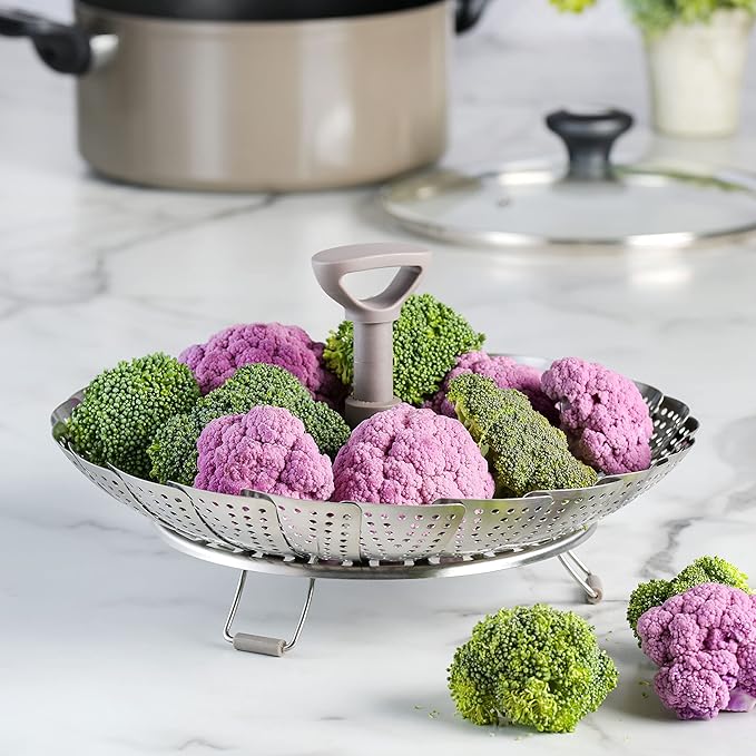 Martha Stewart Richburn 10.6" Telescopic Folding Steamer Insert w/Nylon Handle - Mirror Finish (Pack of 6)