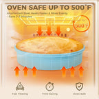 HONGBAKE 9 Inch Round Cake Pan Set of 2, Nonstick Ceramic Coating Cake Molds with Diamond Texture, Aluminized Steel Cake Pans Sets for Baking & Cheesecake, Heavy Duty & Non-Toxic (Light Blue, 2PCS)