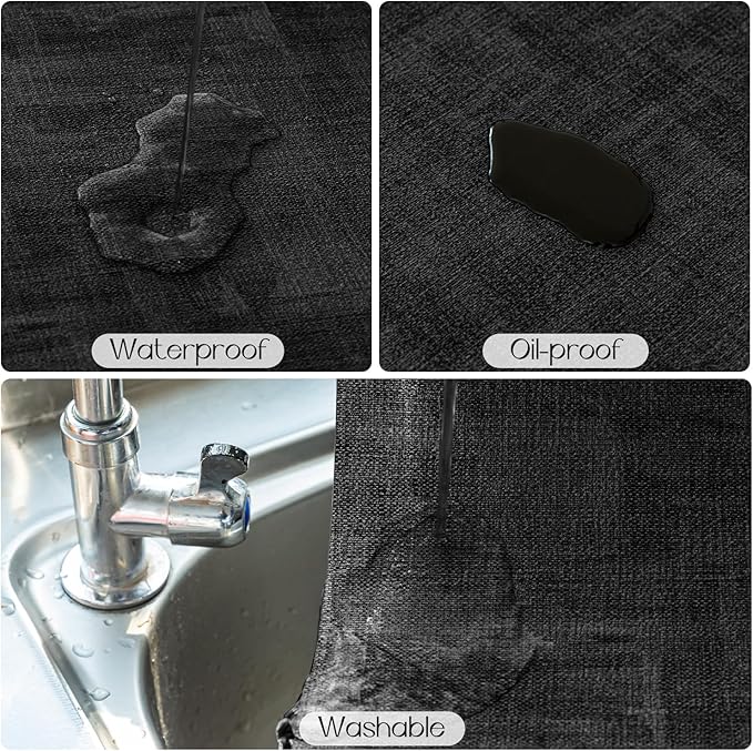 Romanstile Reversible Vinyl Placemats Set of 8, Faux Leather 100% Waterproof Oil-Proof Wipeable Place Mats, Heat Resistant Dual Sided Table Mats for Kitchen/Dining/Party (Grey Black, 12 x 17 Inch)