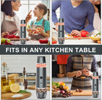 Electric Salt and Pepper Grinder Set 2 In 1 Duel Heads Grinding, Type-C Rechargeable, One-Hand Operation & Gravity, Automatic Salt and Pepper Grinder Set, Adjustable Coarseness (Gunmetal Grey)