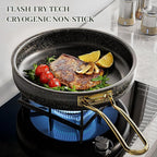 Fully Clad 5-Ply Stainless Steel Cookware Set, 12Pcs Nonstick Pots and Pans Set with Stay-Cool Handles, Induction Compatible, Stackble Design, Includes with Frying Pan, Saucepans and Saute Pan (Black)