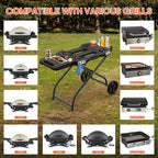 Outdoor Grill Stand for Weber Q1200, Q1000, Q2200, Q2400, Portable Grill Cart for Blackstone 17"& 22" Table Top Griddles, for Weber Grill,Griddle Stand for Blackstone,for Travel and Camping