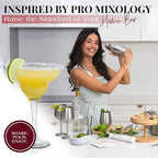 Gusto Nostro Cocktail Set Bartender Kit with Stainless Steel Ice Bucket - Complete Mixology Bar Tool Set with Wooden Organizer, Cocktail Shaker, Jigger, Muddler, Spoon, Tongs, Pourers, Recipe Cards