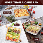 EWFEN 8 x 8 Inch Square Cake Pan, Stainless Steel Baking Pan for Lasagna Brownies Casseroles, Square Bakeware for Oven Cooking, Non-Toxic & Rust-resistant, Dishwasher Safe, 2 Pack