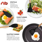 Silicone Cooking Utensil Set,12 PCS Cooking Cookware Kitchen Utensils Set, Nonstick 446°F Heat-Resistant Cookware Kitchen Tools of Spatula,Turner Tongs,Spoon,Brush,Whisk,（black）