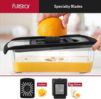 Fullstar Mandoline Slicer for Kitchen, Fruit Cutter, Cheese Grater, Cucumber Slicer, Veggie Spiralizer, Food Cutter & Kitchen Gadgets with Safety Glove (11 in 1, Stainless Steel)