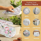 Maison d' Hermine Pot Holders 100% Cotton Heat Resistant Potholders 8" x 8" Hot Pads with Loop BBQ, Cooking, Baking, Grilling, Kitchen, Handling Hot Pans Spring/Summer (Pack of 1, Champ De Mars)