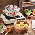 Japanese Casserole Pot with Handles for Cooking, Ceramic Casserole Clay Pot Steam Stew Pot with Steamer Basket,A,4L
